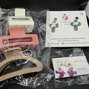 Handmade Jewelry & Hair Claw Set Earrings Bundle Gift Set Cute Accessories